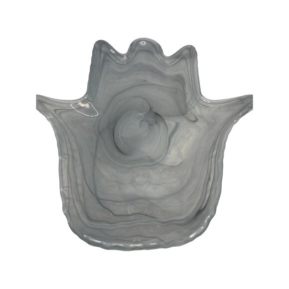 2 Gray and White Glass Swirl Stacking Dishes - Picture 7 of 8